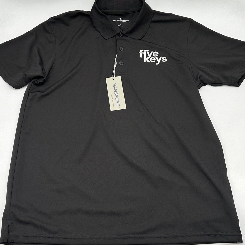 Vansport Mens Five Keys Performance Polo Shirt Black Short Sleeve‎ Size S NWT